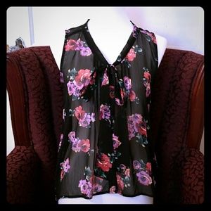 Xhiliration sheer sleeveless blouse